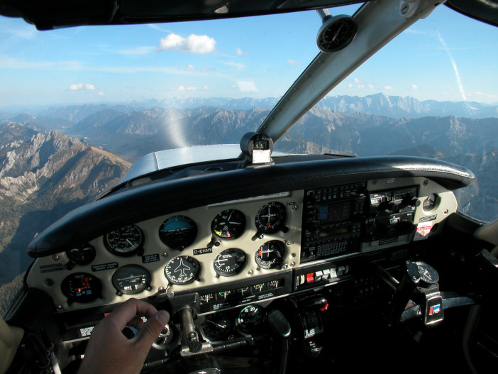 Piper Cherokee Warrior in flight over Bavarian Alps, 2007